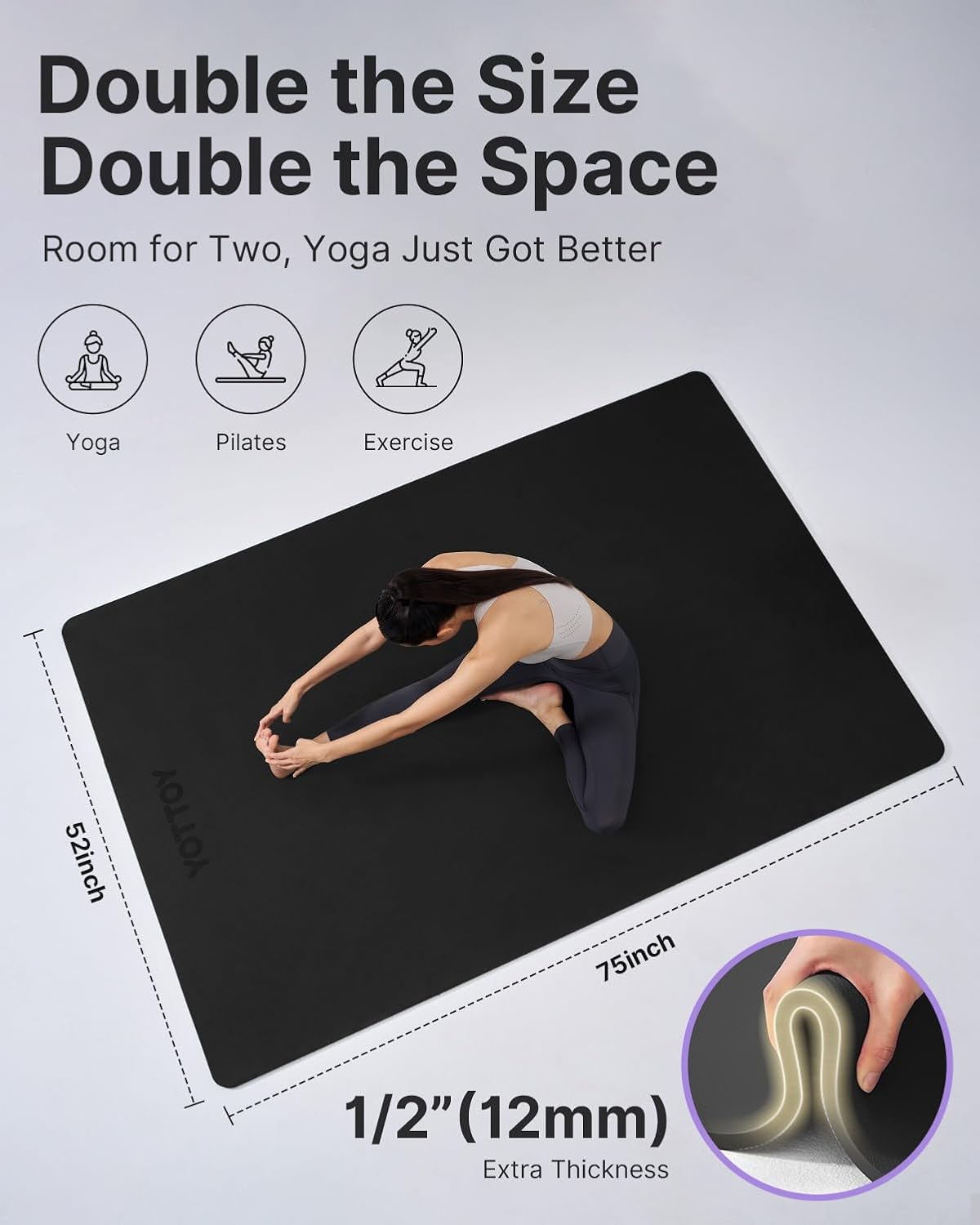 Large Yoga Mat 75x52x1/2in, Ex - Mat Pilates Yoga ulasan dan harga